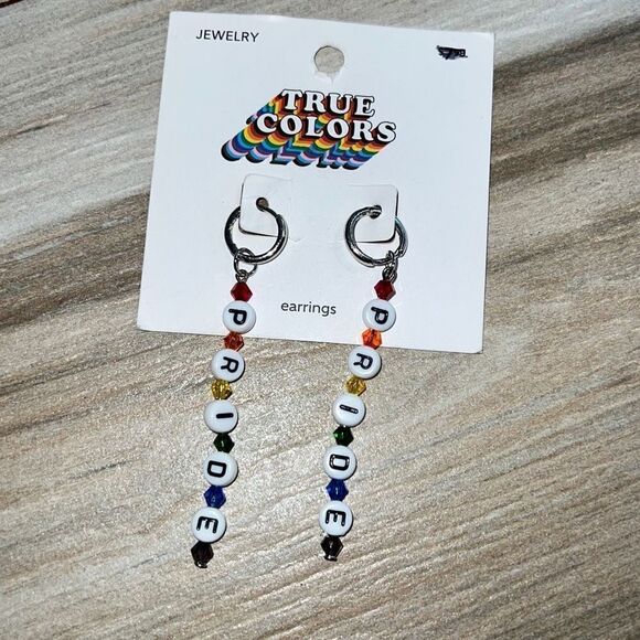 Pride Letter Bead Earring Words Pendant Drop Earrings Ladies Ear Dangle - Picture 1 of 6